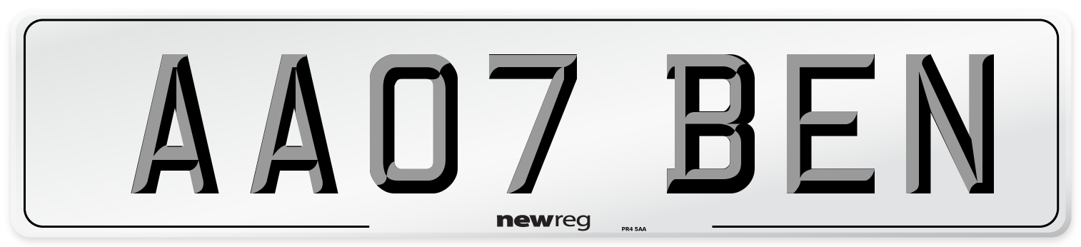 AA07 BEN Number Plate from New Reg
